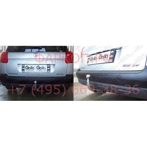 P038A GALIA Полностью оцинкованный фаркоп на Peugeot 207 универсал 2007-2012. Тип шара: A. Установка без выреза бампера. Нагрузки: 1150/46 кг, масса фаркопа 14,72 кг