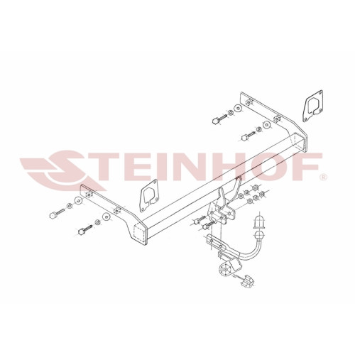 R-093 STEINHOF Фаркоп на Renault Megane II седан 07/2003-2010, Renault Megane II Grandtour 07/2003-06/2009 без подрезки бампера. Тип шара: A. Нагрузки: 1350/75 кг, масса фаркопа 17,4 кг (без электрики в комплекте)