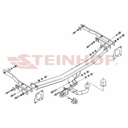 R-108 STEINHOF Фаркоп на Renault Megane II хетчбек 3/5 дверей 11/2002-2009, Renault Megane II Scenic 07/2003-2009, Renault Megane II Grand Scenic 04/2004-2009 без подрезки бампера. Тип шара: A. Нагрузк