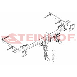 R-115 STEINHOF Фаркоп на Renault Scenic III 2009-2016. Требуется подрезка бампера. Тип шара: AV (вертикальное быстросъемное крепление шара на ключе). Нагрузки: 140