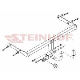 S-355 STEINHOF Фаркоп на Skoda Yeti 2WD/4WD 08/2009-2018. Требуется подрезка бампера. Тип шара: A. Нагрузки: 1800/80 кг, масса фаркопа 15,4 кг (без электрики в комплекте)