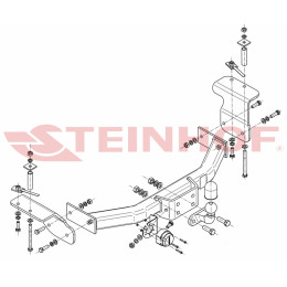 S-458 STEINHOF Фаркоп на SsangYong Actyon Sports 2006-2014 без снятия и подрезки бампера. Тип шара: F. Нагрузки: 2300/92 кг, масса фаркопа 21,8 кг (без электрики в комплек