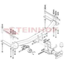 S-487 STEINHOF Фаркоп на SsangYong Rexton 2WD / 4WD (кроме версии с полноразмерной запаской) (в т.ч. версии с AdBlue) дорестайлинг 2017-2020 без подрезки бампера. Тип ш
