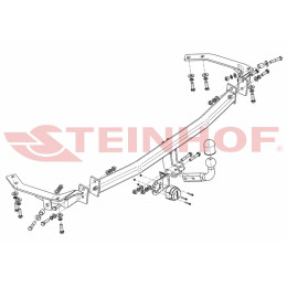 T-094 STEINHOF Фаркоп на Toyota Avensis Verso 2001-2006, Toyota Ipsum 2001-2009. Требуется подрезка бампера. Тип шара: A. Нагрузки: 1750/75 кг, масса фаркопа 17,95 кг (без электрик