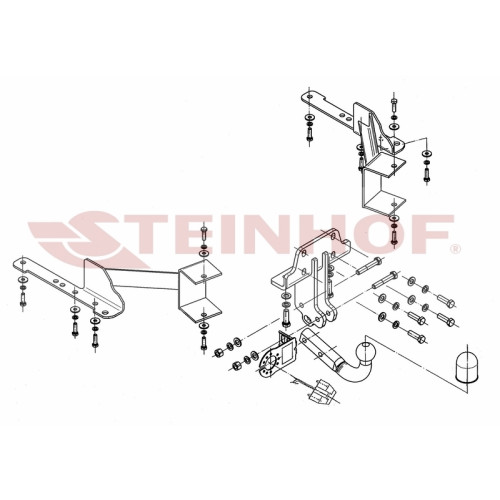 T-168 STEINHOF Фаркоп на Toyota Land Cruiser Prado 150 2009-2023, Lexus GX460 2009-2023. Требуется подрезка бампера. Тип шара: A. Нагрузки: 3000/120 кг, масса фаркопа 13,2 кг (без электрики в комплекте)