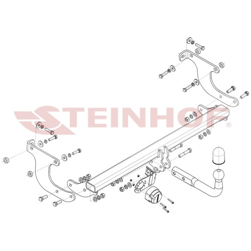 T-208 STEINHOF Фаркоп на Toyota Urban Cruiser 4WD 2009-2014 без снятия и подрезки бампера. Тип шара: A. Нагрузки: 980/60 кг, масса фаркопа 14,8 кг (без электрики в комплекте)
