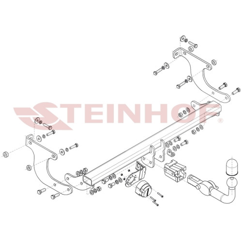 T-209 STEINHOF Фаркоп на Toyota Urban Cruiser 4WD 2009-2014 без снятия и подрезки бампера. Тип шара: AH (горизонтальное быстросъемное крепление шара на ключе). Нагрузки: 980/60 кг, масса фаркопа 12,8 кг (без электрики в комплекте)