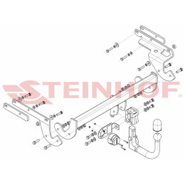 T-233 STEINHOF Фаркоп на Toyota Yaris хетчбек 3/5 дверей 2014-2020. Требуется подрезка бампера. Тип шара: AV (вертикальное быстросъемное крепление шара на ключ