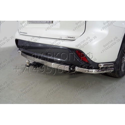 TCU00172 ТСС Фаркоп с нерж. накладкой на Toyota Highlander 2020- без подрезки бампера. Тип шара: E (шаровый узел под американский квадрат). Нагрузки: 1500/100 кг
