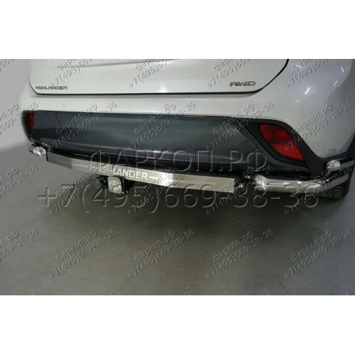 TCU00172 ТСС Фаркоп с нерж. накладкой на Toyota Highlander 2020- без подрезки бампера. Тип шара: E (шаровый узел под американский квадрат). Нагрузки: 1500/100 кг