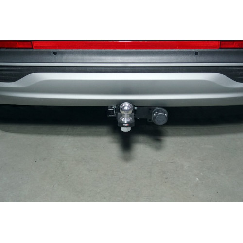 TCU00177 ТСС Фаркоп на Hyundai Santa Fe 2021-2023. Требуется подрезка бампера. Тип шара: E (шаровый узел под американский квадрат). Нагрузки: 1500/80 кг