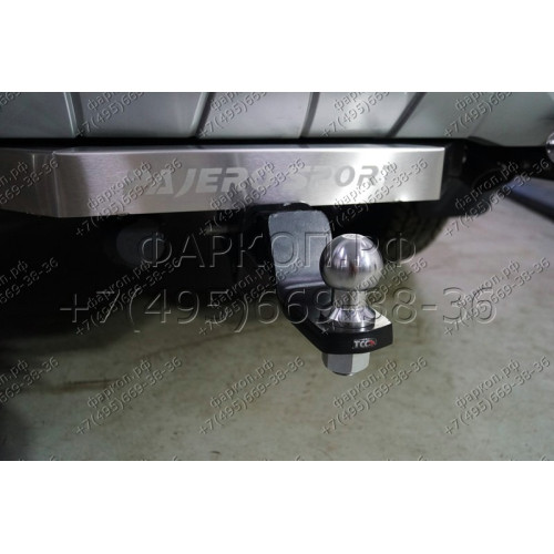 TCU00279N ТСС Фаркоп на Mitsubishi Pajero Sport 2021- с накладкой с надписью Pajero Sport без подрезки бампера. Тип шара: E (шаровый узел под американский квадрат с нержавеющим шаром). Нагрузки: 2500/120 кг
