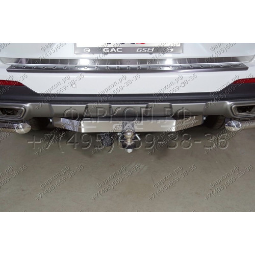 TCU00317 ТСС Распродажа! Фаркоп оцинкованный на GAC GS8 4WD 2019-2023 с накладкой с надписью GAC. Тип шара: E (шаровый узел под американский квадрат). Нагрузки: 1250/75 кг