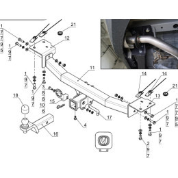 TCU00369 ТСС Фаркоп на Changan CS75 Plus 2WD 1.5T 2023-. Тип шара: E (шаровый узел под американский квадрат). Нагрузки: 750/50 кг