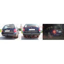 V050A GALIA Полностью оцинкованный фаркоп на Volkswagen Passat B5 седан/универсал 4WD 1996-2005. Тип шара: A. Невидимый вырез бампера. Нагрузки: 2100/85 кг, масса фар
