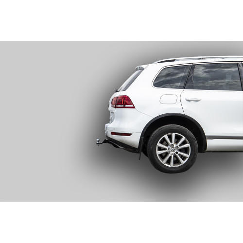 V124-E Лидер-плюс ТСУ для Volkswagen Touareg 2002-2010, 2010-2018, Audi Q7 2007-2015 без выреза бампера. Тип шара: E. Нагрузки: 1500/100 кг, масса фаркопа 16,5 кг (без электрики в комплекте)