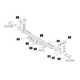 24193112 BALTEX Фаркоп на Toyota Hiace H200 2005-2019 без снятия и выреза бампера. Тип шара: A. Нагрузки: 2000/75 кг, масса фаркопа 21 кг (без электрики в комплекте)