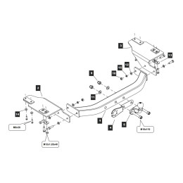 249483 BALTEX Фаркоп на Toyota Land Cruiser Prado J150 2009-2023, Toyota Land Cruiser Prado J120 2002-2009 без снятия и выреза бампера. Тип шара: F. Нагрузки: 1800/75 кг, масса фаркопа 23 кг (