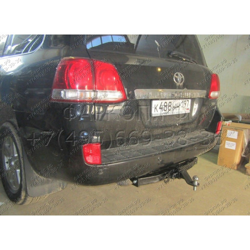 FA 0859-E Бизон Фаркоп на Toyota Land Cruiser 200 2008-2021, Lexus LX 2008-2022 без подрезки бампера. Тип шара: E (легкосъемный шар под квадрат). Нагрузки: 3500/120 кг. Не комплектуется электрикой