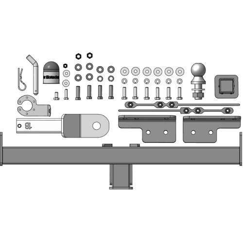 99013-E MOTODOR Фаркоп с оцинкованным шаром на Omoda C5 2022-2024 без выреза в бампере. Тип шара: E. Нагрузки: 1500/75 кг, масса фаркопа 16,7 кг (без электрики в комплекте)