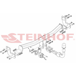 C-018 STEINHOF Фаркоп на Citroen C2 хетчбек 3 дверей 2003-2010. Требуется подрезка бампера. Тип шара: AH (горизонтальное быстросъемное крепление шара на ключ