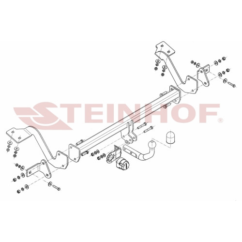 C-023 STEINHOF Фаркоп на Peugeot Partner II L1 4380 мм, включая Tepee 2008-2018, Citroen Berlingo II L1 4380 мм 2008-2018, Peugeot Partner III L1 2018-, Peugeot Rifter L1 4403 мм 2018-, Citroen Berlingo III L1 4403 мм 2018-, Toyota ProAce City L1 4403 мм,