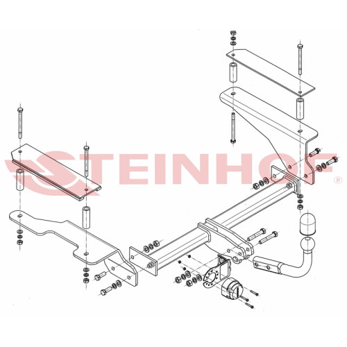 C-257 STEINHOF Фаркоп на Chevrolet Aveo седан 2006-2012. Требуется подрезка бампера. Тип шара: A. Нагрузки: 1200/75 кг, масса фаркопа 23,8 кг (без электрики в комплекте)