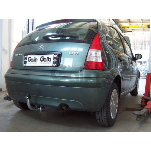 C048C GALIA Полностью оцинкованный фаркоп на Citroen C3 2002-2010, C3 II 2010-2016, кроме DS3. Тип шара: C (горизонтальный съемный). Без выреза бампера. Нагрузки: 1200/50 кг, масса фаркопа 13,27 кг