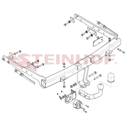 F-245 STEINHOF Фаркоп на Ford Galaxy 2006-2015, Ford S-Max 2006-2015. Требуется подрезка бампера. Тип шара: A. Нагрузки: 2100/100 кг, масса фаркопа 22,4 кг (без электрики в комплекте)