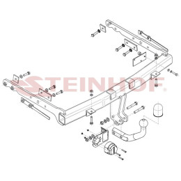 F-245 STEINHOF Фаркоп на Ford Galaxy 2006-2015, Ford S-Max 2006-2015. Требуется подрезка бампера. Тип шара: A. Нагрузки: 2100/100 кг, масса фаркопа 22,4 кг (без электрики в ком