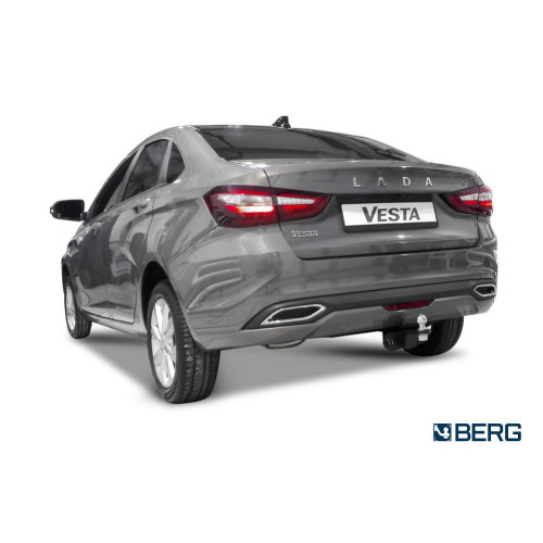 F.6012.005 BERG Фаркоп на Lada Vesta NG седан/универсал (вкл. Cross) 2022- без подрезки бампера. Тип шара: E. Нагрузки: 1000/75 кг, масса фаркопа 17,5 кг (без электрики в комплекте)
