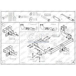 F125C GALIA Полностью оцинкованный фаркоп на Ford Tourneo 2013-, Ford Transit 2013-. Тип шара: C (горизонтальный съемный). Установка без снятия и выреза бампера. На