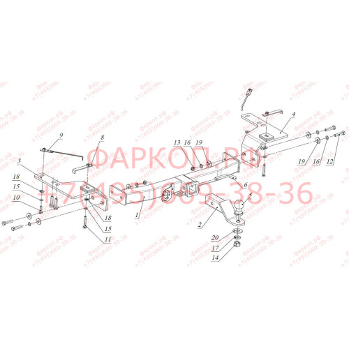 FA 0859-E Бизон Фаркоп на Toyota Land Cruiser 200 2008-2021, Lexus LX 2008-2022 без подрезки бампера. Тип шара: E (легкосъемный шар под квадрат). Нагрузки: 3500/120 кг. Не комплектуется электрикой