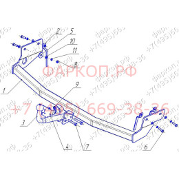 FD 14 AVTOS Фаркоп на Ford Focus I универсал 1998-2004 без подрезки бампера. Тип шара: A. Нагрузки: 1250/75 кг, масса фаркопа 17,5 кг (без электрики в комплекте)