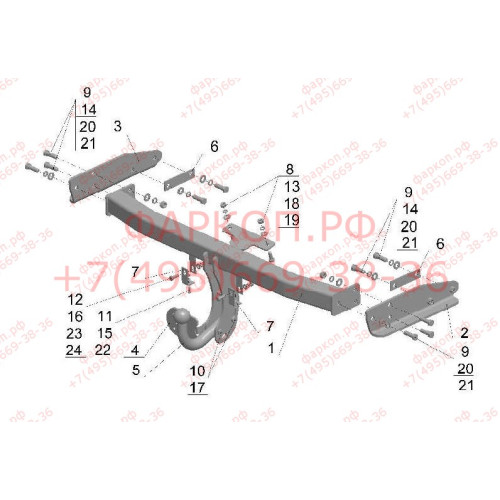 FD 24 AVTOS Фаркоп на Ford Escape 2004-2007, Ford Maverick 2004-2007, Mazda Tribute 2004-2007. Необходима подрезка бампера. Тип шара: A. Нагрузки: 2000/100 кг, масса фаркопа 19,5 кг (без электрики в комплекте)