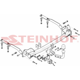 H-073 STEINHOF Фаркоп на Honda Jazz 2014-2020, Honda Fit 2013-2020. Требуется подрезка бампера. Тип шара: A. Нагрузки: 1100/95 кг, масса фаркопа 18 кг (без электрики в компл