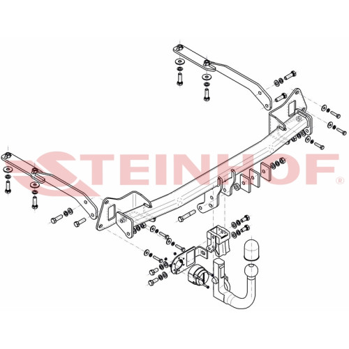 H-074 STEINHOF Фаркоп на Honda Jazz 2014-2020, Honda Fit 2013-2020. Требуется подрезка бампера. Тип шара: AV (вертикальное быстросъемное крепление шара на ключе). Нагрузки: 1100/95 кг, масса фаркопа 20,6 кг (без электрики в комплекте)