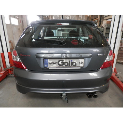 H058C GALIA Полностью оцинкованный фаркоп на Honda Civic хетчбек 3 двери 2000-2006. Тип шара: C (горизонтальный съемный). Невидимый вырез бампера. Нагрузки: 1200/50 кг, масса фаркопа 18,37 кг
