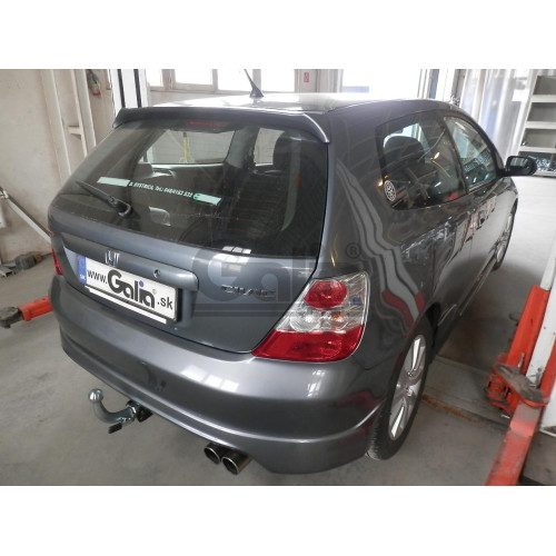 H058C GALIA Полностью оцинкованный фаркоп на Honda Civic хетчбек 3 двери 2000-2006. Тип шара: C (горизонтальный съемный). Невидимый вырез бампера. Нагрузки: 1200/50 кг, масса фаркопа 18,37 кг