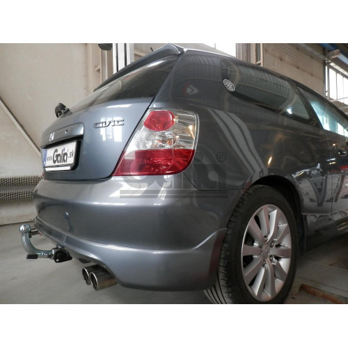 H058C GALIA Полностью оцинкованный фаркоп на Honda Civic хетчбек 3 двери 2000-2006. Тип шара: C (горизонтальный съемный). Невидимый вырез бампера. Нагрузки: 1200/50 кг, масса фаркопа 18,37 кг