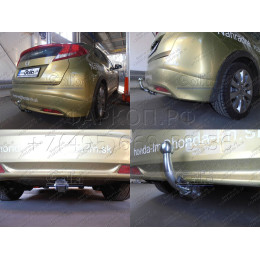 H090A GALIA Полностью оцинкованный фаркоп на Honda Civic хетчбек 5 дверей 2012-2017. Подрозетник убирается за бампер. Тип шара: A. Невидимый вырез бампера. 