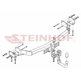 K-017 STEINHOF Фаркоп на Kia Sorento XM 2009-2012. Требуется подрезка бампера. Тип шара: AV (вертикальное быстросъемное крепление шара на ключе). Нагрузки: 2600/10