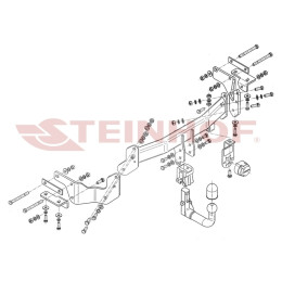 K-036 STEINHOF Фаркоп на Hyundai Santa Fe III (DM) 09/2012-2018, Kia Sorento II 11/2012-2020. Требуется подрезка бампера. Тип шара: AV (вертикальное быстросъемное крепление шара 