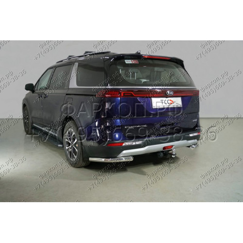 TCU00181 ТСС Фаркоп на Kia Carnival 2021-. Требуется подрезка бампера. Тип шара: E (шаровый узел под американский квадрат). Нагрузки: 1500/100 кг