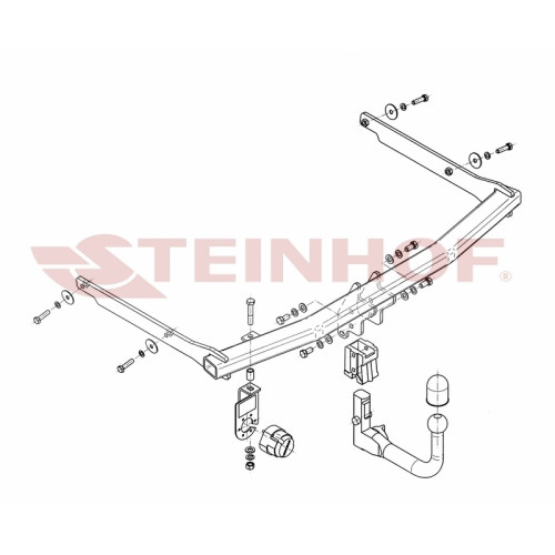 M-020 STEINHOF Фаркоп на Mazda 3 хетчбек 2003-2009 (без подрезки бампера), Mazda 3 седан 2003-2009 (требуется подрезка бампера), Mazda 3 хетчбек 2009-2014 (требуется подрезка бампера). Тип шара: AV (вертикальное быстросъемное крепление шара на ключе). Наг