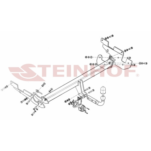 M-032 STEINHOF Фаркоп на Mazda CX-5 2012-2017. Требуется подрезка бампера. Тип шара: A. Нагрузки: 2100/100 кг, масса фаркопа 21,1 кг (без электрики в комплекте)