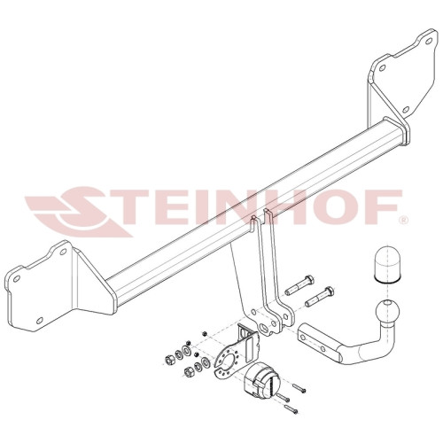 M-282 STEINHOF Фаркоп на Mini Cooper Countryman S/SD R60 2010-2017, Mini Cooper Paceman 2WD R61 2012-2016. Требуется подрезка бампера. Тип шара: A. Нагрузки: 1280/80 кг, масса фаркопа 17 кг (без электрики в комплекте)