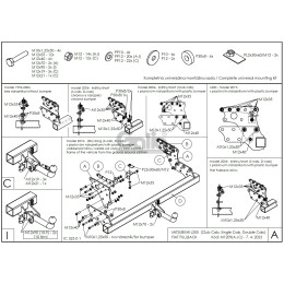 M120C GALIA Полностью оцинкованный фаркоп на Mitsubishi L200 1996-2006, 2006-2015, 2015-2023, FIAT Fullback 2016-2019. Тип шара: C (горизонтальный съемный). Без выреза бампера. На