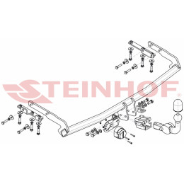 N-017 STEINHOF Фаркоп на Nissan Almera Tino 2000-2006. Требуется подрезка бампера. Тип шара: AH (горизонтальное быстросъемное крепление шара на ключе). Нагрузки: