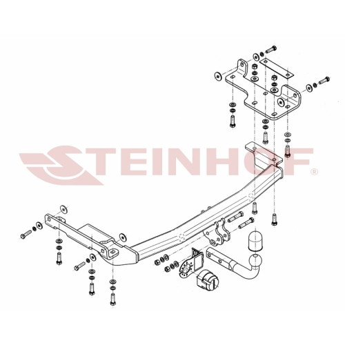 N-063 STEINHOF Фаркоп на Nissan Murano Z50 2005-2008. Требуется подрезка бампера. Тип шара: A. Нагрузки: 1500/100 кг, масса фаркопа 19,2 кг (без электрики в комплекте)